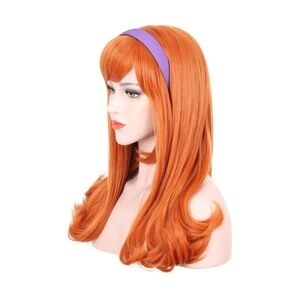 Adult Women Long Curly Orange Bangs Daphne Wig